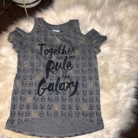 Star Wars cold shoulder hi low shirt girls LG - Picture 1 of 6